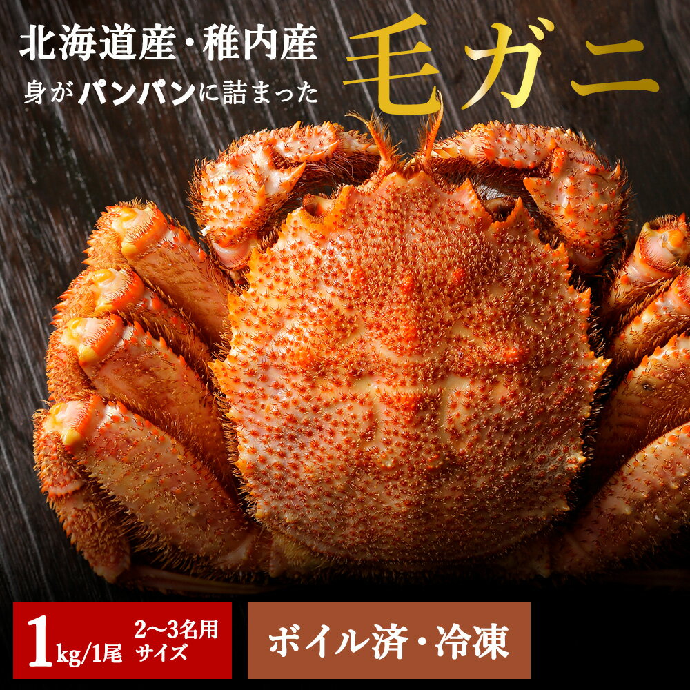 【ふるさと納税】【ボイル済み急速冷凍】身がパンパンに詰まった稚内産毛ガニ1キロ(ジャンボサイズ)×1尾ボイル 毛がに 毛ガニ 毛蟹 ボイル 蟹 カニ 海鮮 海産物 北海道ふるさと納税 稚内 ふるさと納税 北海道 【配送不可地域：離島】