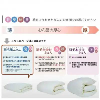 【肌掛け】羽毛布団 シングルサイズ ハンガリーホワイトダウン90％ 掛布団 アクア