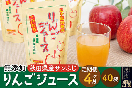 《定期便4ヶ月》 無添加りんごジュース（サンふじ）40パック