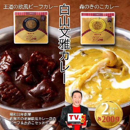 白山文雅カレー２種セット（ビーフ・きのこ）：B110-027