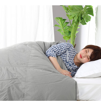 
羽毛布団シングル二枚合わせ 合掛布団0.8kg/肌掛布団0.3kg オールシーズン対応 グレー【1310549】
