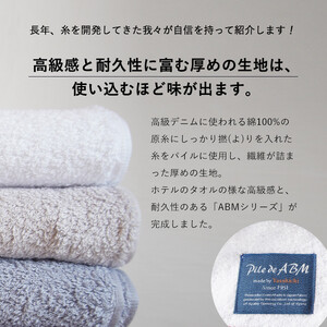 ≪高級デニム原糸使用≫ ABMフェイスタオル 同色5枚セット（ロイヤルブルー／ホワイト／ブルーグレー／グレー） / タオル 日本製 ギフト 綾部市 / 綾部紡績株式会社［BSBT001］