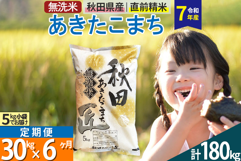 【無洗米】＜令和7年産＞《定期便6ヶ月》秋田県産 あきたこまち 30kg (5kg×6袋) ×6回 30キロ お米 匠  [サンファーム西木]