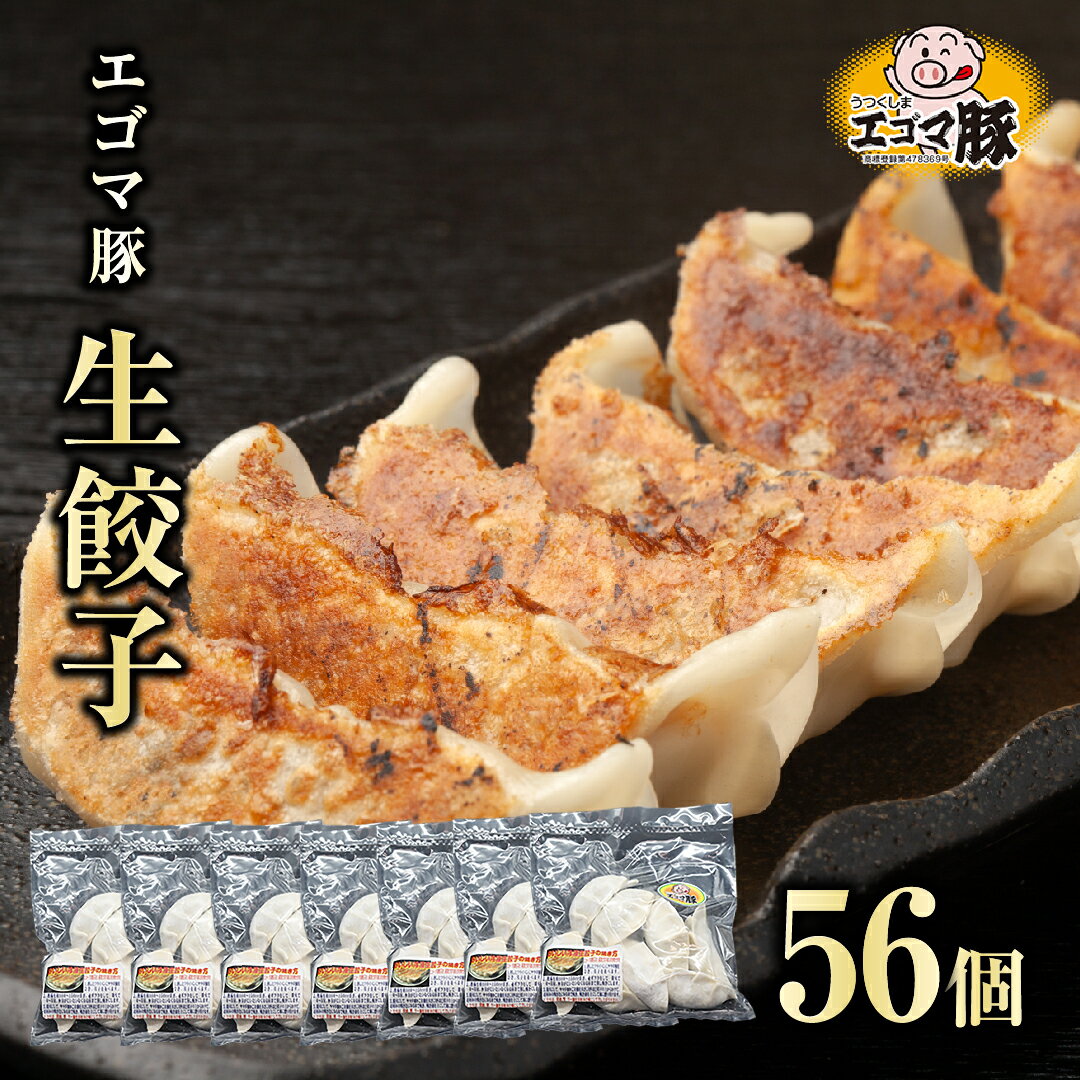 【ふるさと納税】エゴマ豚 冷凍 生餃子 56個 8個入 7袋 生餃子 冷凍餃子 冷凍保存 肉 加工肉 中華 おかず おつまみ エゴマ豚 ぎょうざ ンキング ギフト 贈答 プレゼント 熨斗 のし 牛 豚 鶏 羊 福島県 田村市 川合精肉店