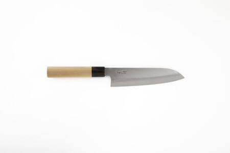 【京都 食道具竹上】 家庭用包丁と砥石セット （三徳&中砥石#800 万能使い用 和型三層タイプ） 食道具竹上 鋼 ステンレス 青紙スーパー 鋼包丁 和包丁 文化包丁 日本製 高級 切れる キッチン用