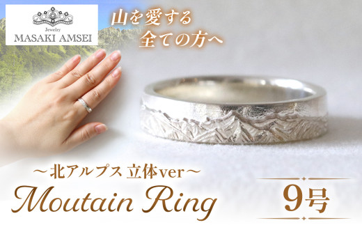 〔立体〕北アルプスのリング 9号│信州 アルプス リング 指輪 アクセサリー 手 飾り 山岳 山 北アルプス 特別 ジュエリー ふるさと納税 長野県 松本市