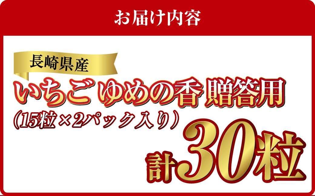 【贈答用】いちご ゆめの香 計30粒（15粒×2パック）化粧箱入 ／ イチゴ 苺 フルーツ 果物 くだもの わたる農園 長崎県 長崎市【2025年11月下旬-2026年3月下旬迄発送予定】