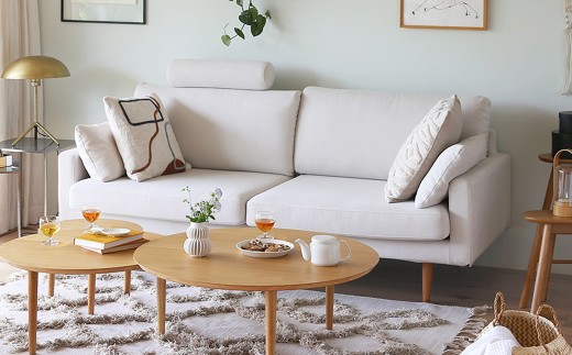 【ライトブルー】 高野木工 LEO SOFA レオソファ 2.5人掛け オーク脚 【5年保証】 ソファ インテリア 家具 九州 福岡県 筑後市