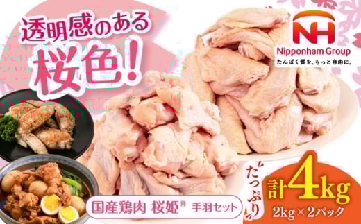 桜姫 手羽セット 計4kg（手羽元・手羽先 各2kg）《厚真町》【東日本フード株式会社】 桜姫 鶏肉 鶏 手羽元 手羽先 手羽 鶏手羽 とり肉 冷凍 北海道 [AXBM050]