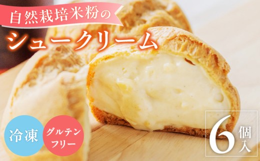 自然栽培 米粉のシュークリーム プレーン6個セット_自然栽培 米粉 シュークリーム プレーン セット 選べる 内容 こだわり グルテンフリー 銅なべ手だき カスタード 厳選 材料 便利 個包装 お裾分け 手土産 スイーツ お取り寄せ 福岡県 久留米市 送料無料_Dw081