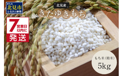 《7営業日以内に発送》北海道産きたゆきもち 精白米 5kg ( 米 お米 モチ米 もち米 赤飯 ぼたもち おはぎ おこわ 美味しい 北海道 )【080-0037】