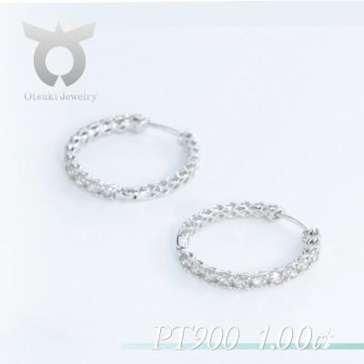 ふるさと納税 大月市 PT900　ダイヤモンド　プラチナ　ピアス　1.0ct　17783A　Pt　D　PE