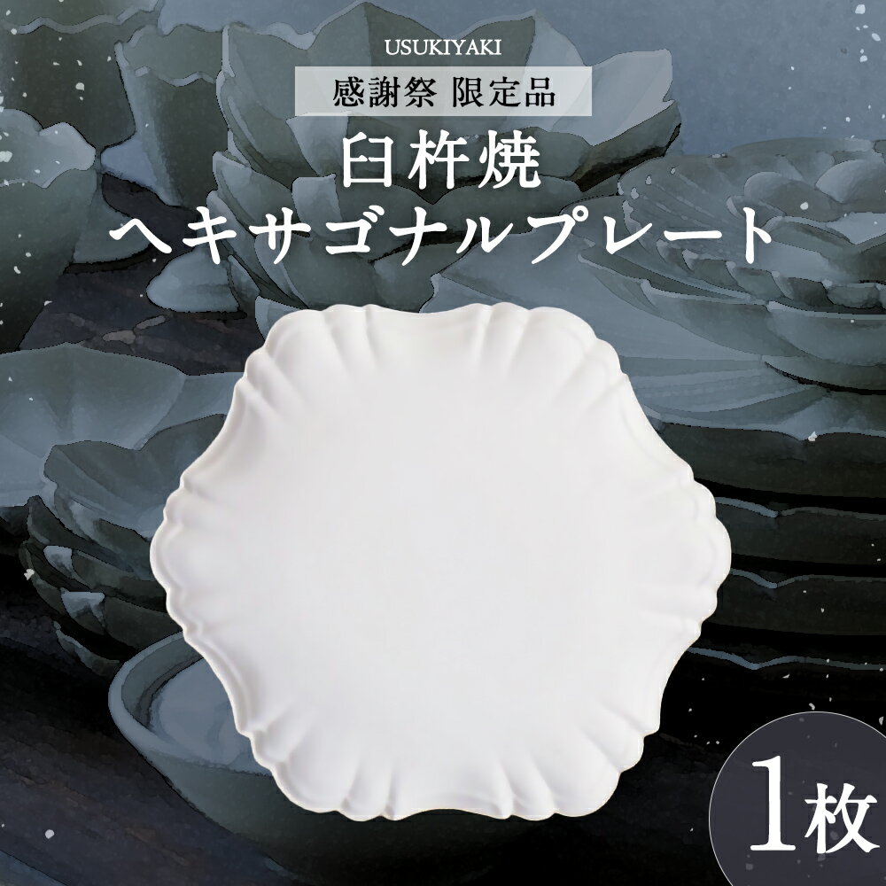 【ふるさと納税】【感謝祭＊限定品】ヘキサゴナルプレート 白 1枚 臼杵焼 六角形 Φ12cm デザート皿 ケーキ皿 取り皿 型打ち 食器 工芸品 日本製 大分県 臼杵市 送料無料