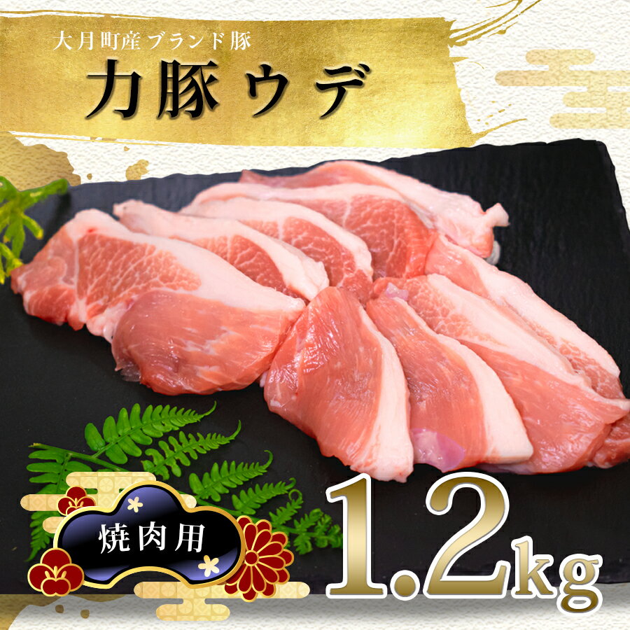 【ふるさと納税】国産 豚肉 ウデ肉 焼肉用1.2kg (200g×6P)｜力豚 小分け 使いやすい ブランド豚 脂 うで肉 真空パック 冷凍 ポーク 焼き肉 旨み 濃い 家族焼肉 BBQ お取り寄せ 簡単調理 ご当地 配達日指定可 おすすめ 人気 高知県 大月町