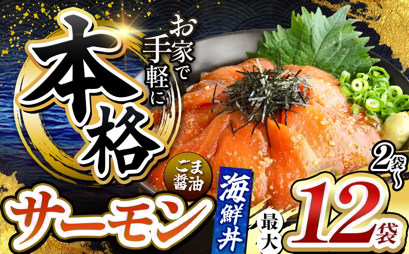 
            本格！ ごま醤油 海鮮丼 サーモン 選べる内容量 2袋 ～ 12袋 | 熊本県 和水町 くまもと なごみ 魚 海鮮 肥後 海鮮丼 スライス 冷凍 漬け さかな 漬け丼 小分け 数量限定 人気 熊本県 熊本
          