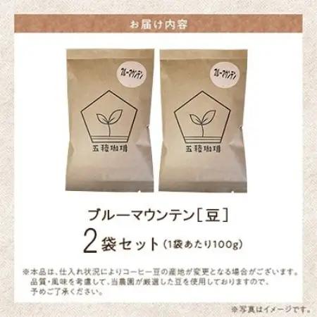 五稜珈琲 ブルーマウンテン100g×2袋【豆タイプ】【1742471】