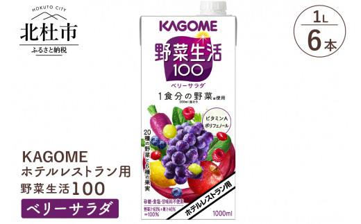 カゴメ 野菜生活100 ベリーサラダ ホテルレストラン用 1L 紙パック 6本入　ジュース 野菜ジュース レストラン用 健康志向 飲料