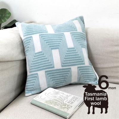 ふるさと納税 泉大津市 【2枚組】洗えるタスマニアラムウール混クッションカバー45×45cm グリーン OTW-4545
