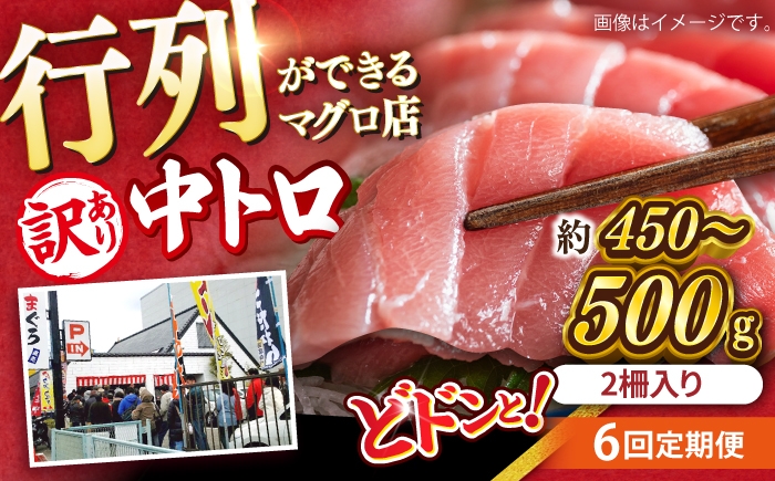 
                  【全6回定期便】【訳あり】天然 まぐろ 中トロ メバチ （約450〜500g（2柵入り））本まぐろ 刺し身 お刺身 冷凍 本マグロ トロ 人気 おすすめ 鮪 マグロ まぐろ 魚 刺身 中とろ さしみ 横須賀 【横須賀商工会議所 おもてなしギフト事務局（本まぐろ直売所 横須賀本店）】 [AKAK092]
                