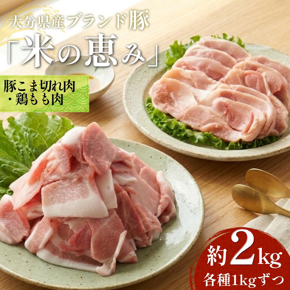 【ふるさと納税】大分県産ブランド豚「米の恵み」・鶏肉 2種 カット済・スライスセット 2.0kg 豚肉 こま切れ