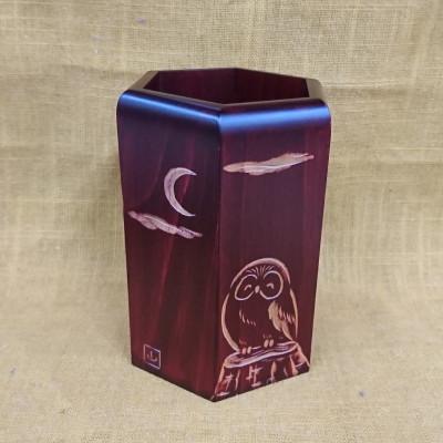 ふるさと納税 日光市 日光彫　六角ペン立て　フクロウ(ヒッカキ彫) |  | 01