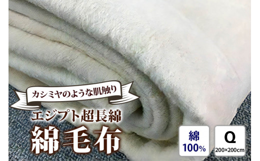 エジプト超長綿 綿毛布 クイーン 200×200cm C555Q ナチュラル系 [4580]