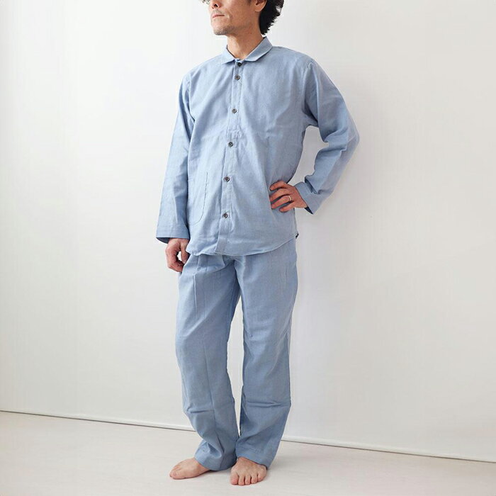 【ふるさと納税】【岩本繊維】和晒京ふたえガーゼ　メンズパジャマ【サイズ・色をお選びいただけます】