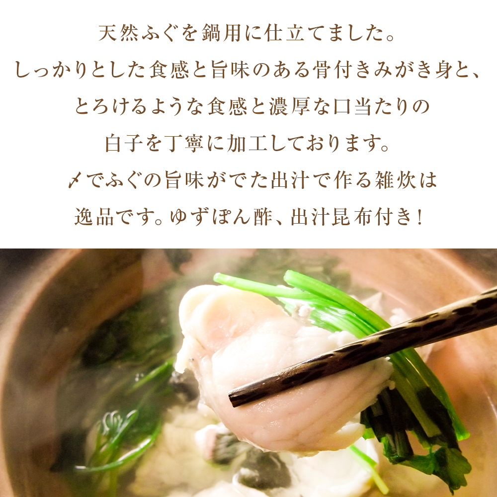  ふぐ鍋セット （切り身500g、白子250g） だし昆布・ゆずぽん付き　北陸 富山 氷見 ふぐ 白子 しらこ 切身 天然 ふぐちり 鍋 唐揚げ でも てっちり ふぐ ふく ふくちり ふぐ鍋 ふぐちり