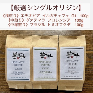 【華きりん】高品質スペシャルティコーヒー豆　厳選シングルオリジン　お試しセット100g×3種類（合計300g）