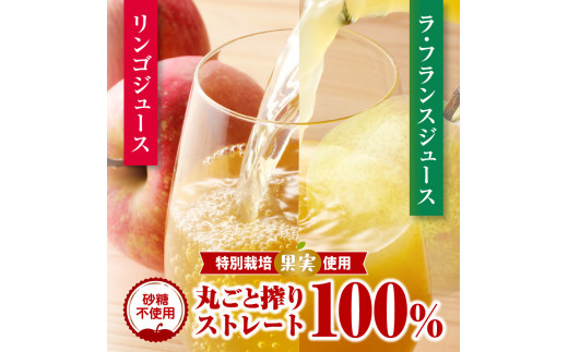 リンゴ＆ラ・フランスジュースとシロップ漬け（大）つめあわせセット【リンゴジュース、ラ・フランスジュース1L各2本、ラ・フランスシロップ漬け450g×4個】