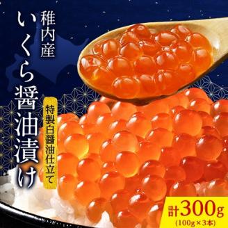 稚内産 いくら 醤油漬け100g×3本　特製白醤油仕立て 小分け 海鮮【配送不可地域：離島・沖縄県】