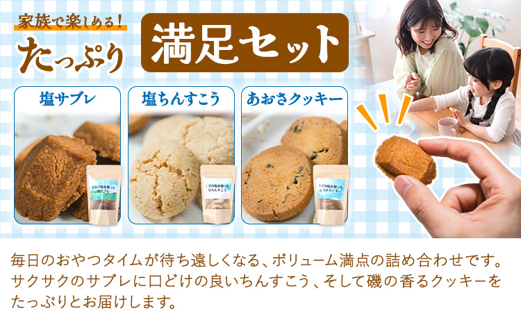 クッキーサブレセット 各約170g×3種 計約500g 株式会社かねこ《30日以内に出荷予定(土日祝除く)》 熊本県 苓北町 お菓子 クッキー サブレ 塩 あおさ 天草 焼菓子 スイーツ おやつ バタ