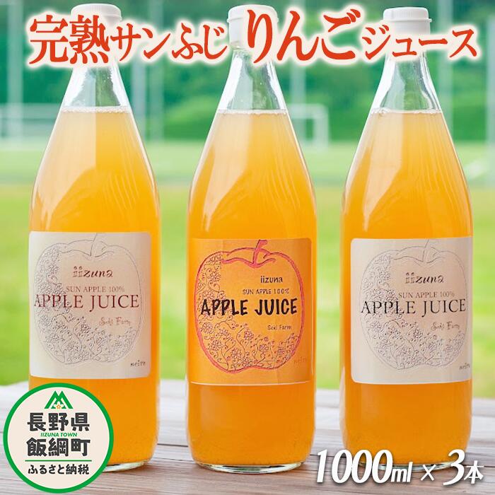 【ふるさと納税】 信州産 りんごジュース 1000ml × 3本 関農園 沖縄県への配送不可 エコファーマー認定 長野県 飯綱町 〔 信州 林檎 リンゴ りんご ジュース 11000円 〕
