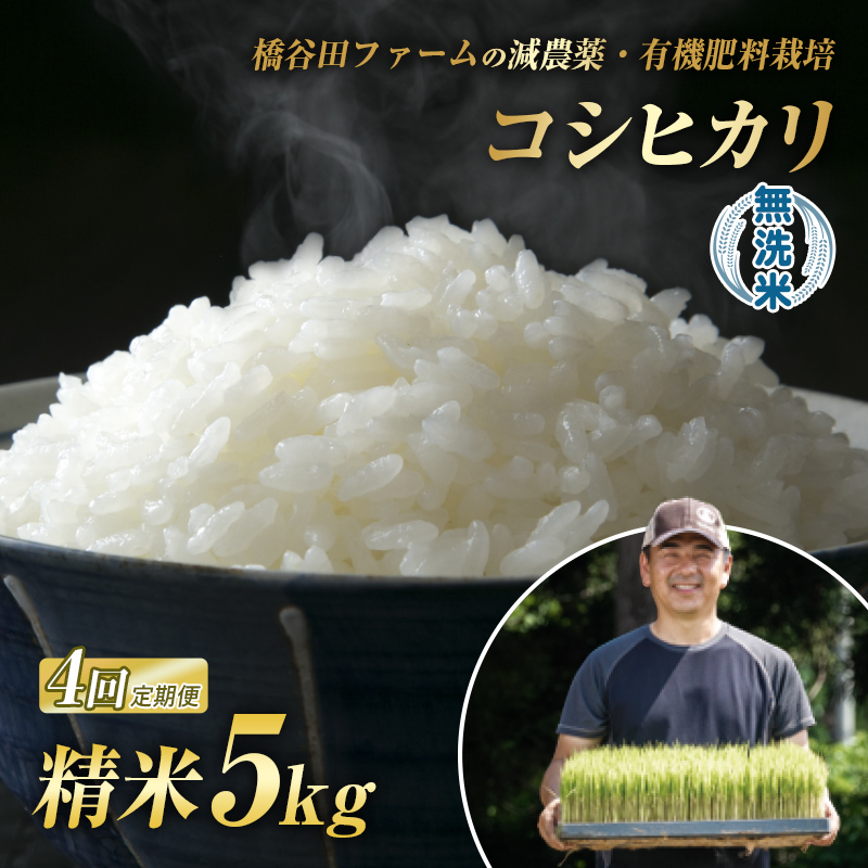 《定期便4ヶ月》減農薬・有機肥料栽培 西会津産米「コシヒカリ」無洗米 5kg 米 お米 おこめ ご飯 ごはん 福島県 西会津町 F4D-2192