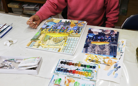 【水彩画の魅力を知る☆】水彩画　体験教室 ／ 絵画体験 アートワークショップ 初心者歓迎 手ぶら参加 透明水彩 にじみ体験 リラックス趣味 大人の習い事 週末体験 デート体験 一人参加OK 作品持ち帰