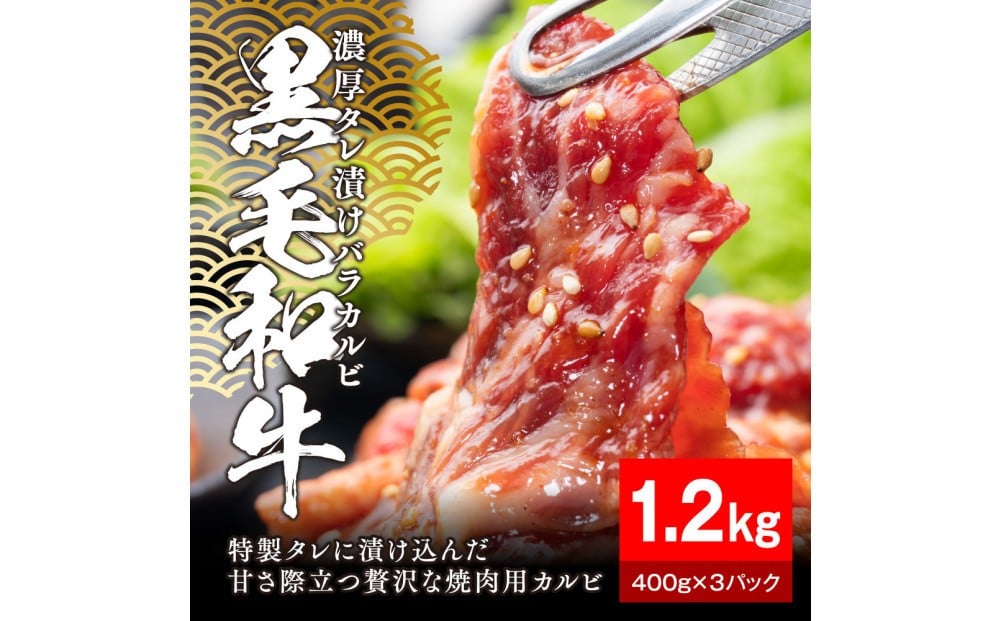 
            黒毛和牛濃厚タレ漬けバラカルビ1.2kg（400g×3パック）
          