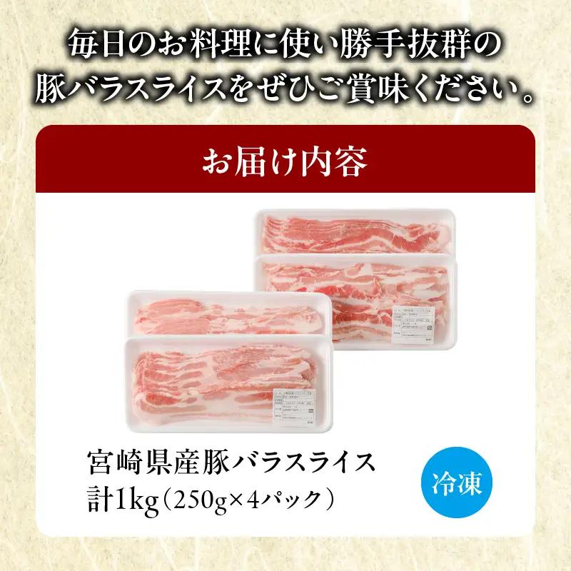 【2週間以内発送】宮崎県産豚バラスライス計1kg 肉 豚 豚肉 おかず 国産_T009-0116-2W