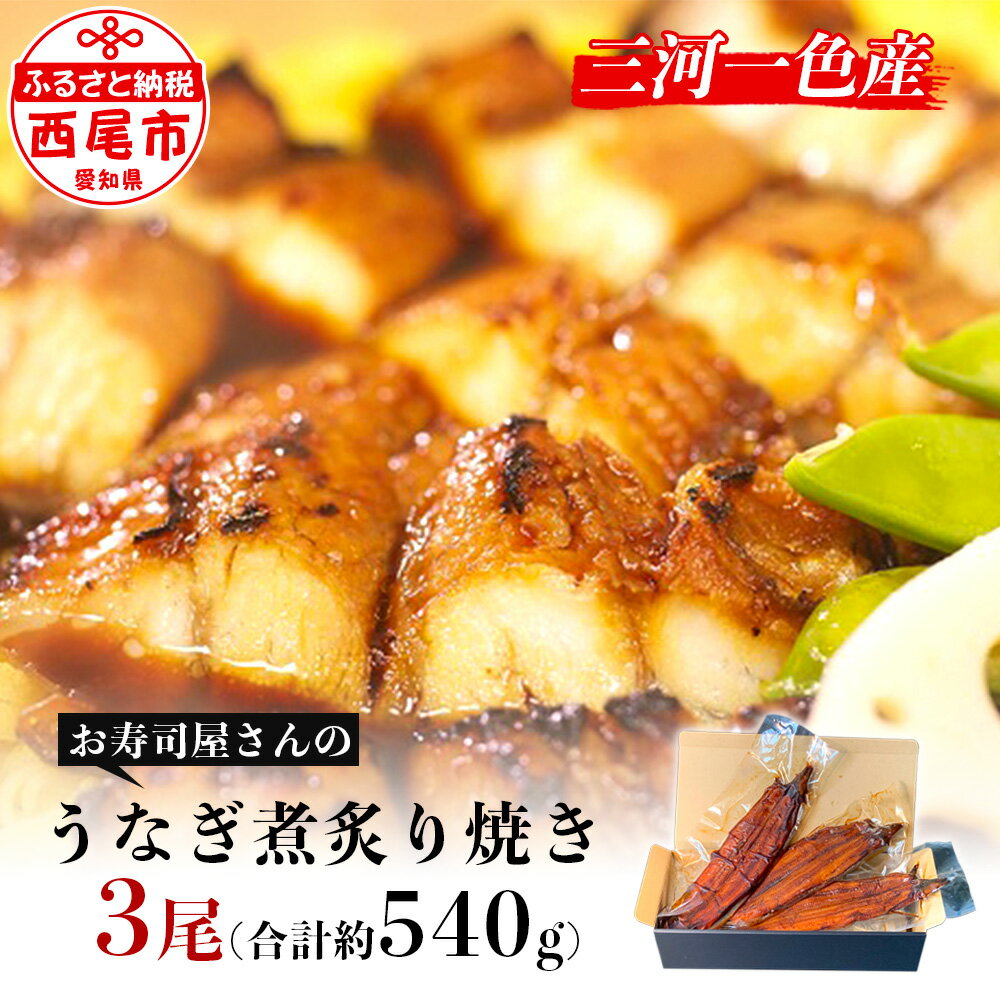 【ふるさと納税】K206-24 三河一色産うなぎ煮炙り焼き3尾（約180g/尾）鰻 三河産 愛知県産 国産 特大 食品 海鮮 惣菜 冷凍 MB