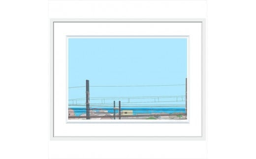 
【深くて長い呼吸】小説付き　直筆サイン入り　額付きジークレープリント　小田原にある景色　心象風景　片田舎の風景　子供の頃に見た風景　海　空　山
