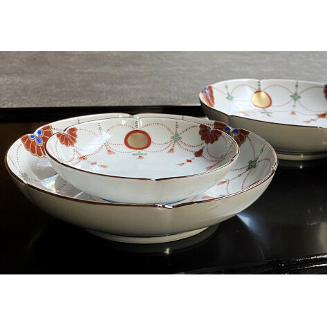 有田焼【其泉】赤玉瓔珞文 大小皿 各2枚セット 賞美堂本店 A45-141_イメージ3