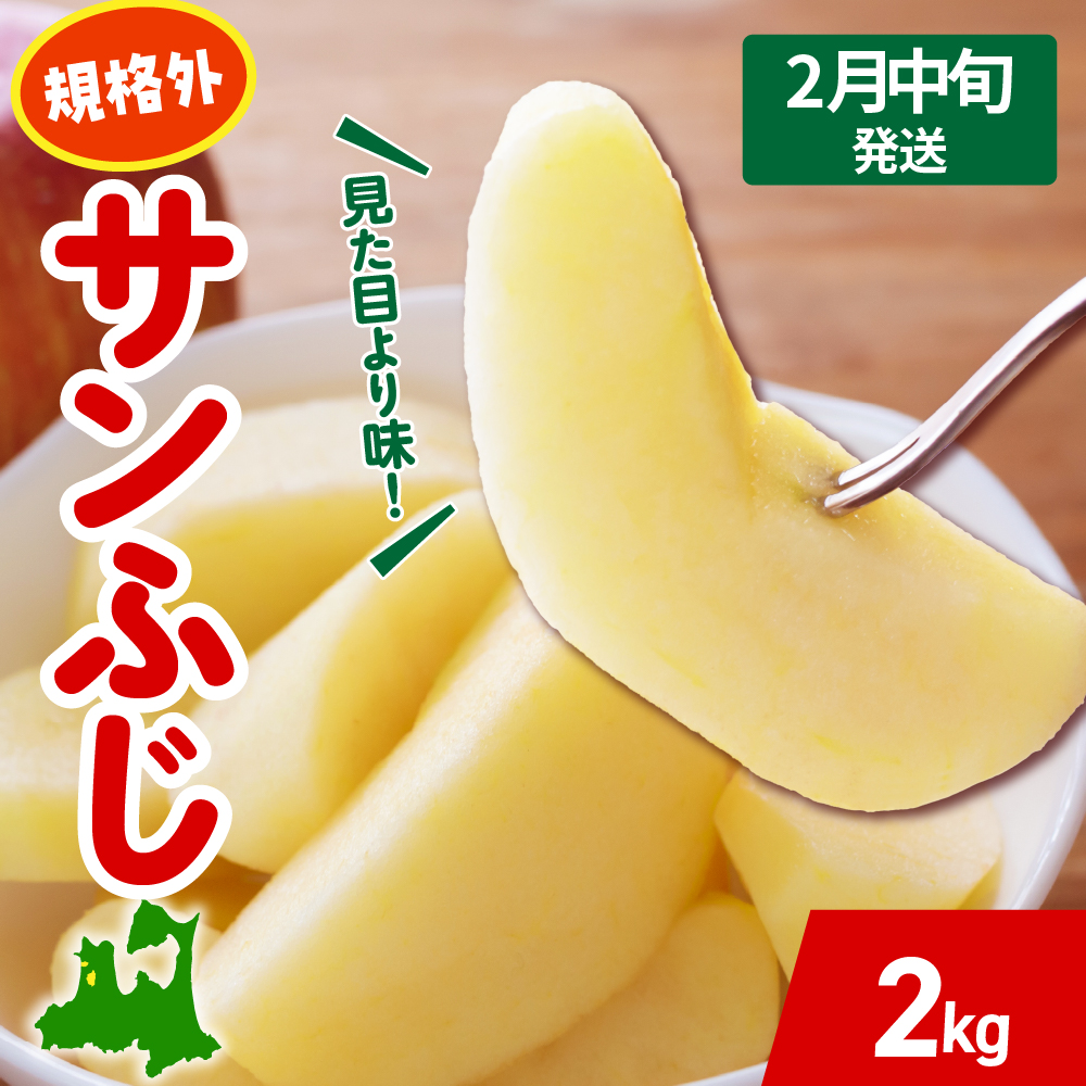 【2027年2月中旬発送】 りんご サンふじ 約 2kg 規格外 程度 青森 五所川原 不揃い サン ふじ りんご規格外