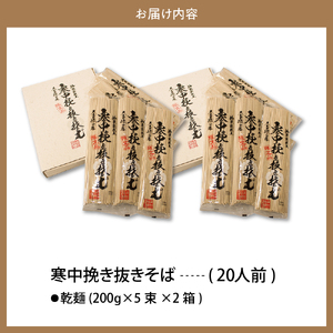 寒中挽き抜きそば ( 20人前 ) 山形 蕎麦 乾麺 天童 07-13-001