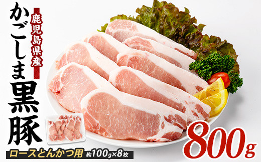 【10営業日以内に発送】かごしま黒豚ロースとんかつ用約100g×8枚(岡村商店/IB024-024)  鹿児島 黒豚 豚肉 豚 肉 六白黒豚 鹿児島県産 指宿市産 国産 ロース 豚ロース とんかつ トンカツ 豚かつ 豚カツ 冷凍 小分け 指宿市