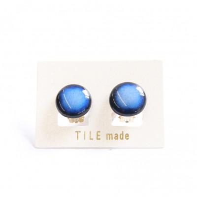 ふるさと納税 瑞浪市 【美濃焼】青むらタイルイヤリング(直径15mm)