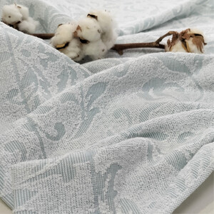 『軽やか』で洗濯しやすい綿100%タオルケット シングルサイズ（140×190cm）×ブルー１枚 5164-BL