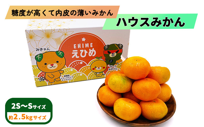 
            【先行予約】 8月下旬から発送 ハウスみかん 2S～Sサイズ 2.5kg（愛媛県産 みかん 蜜柑 オレンジ 柑橘 果物 フルーツ 家庭用 お取り寄せ おすすめ 愛媛県 松山市 ）
          