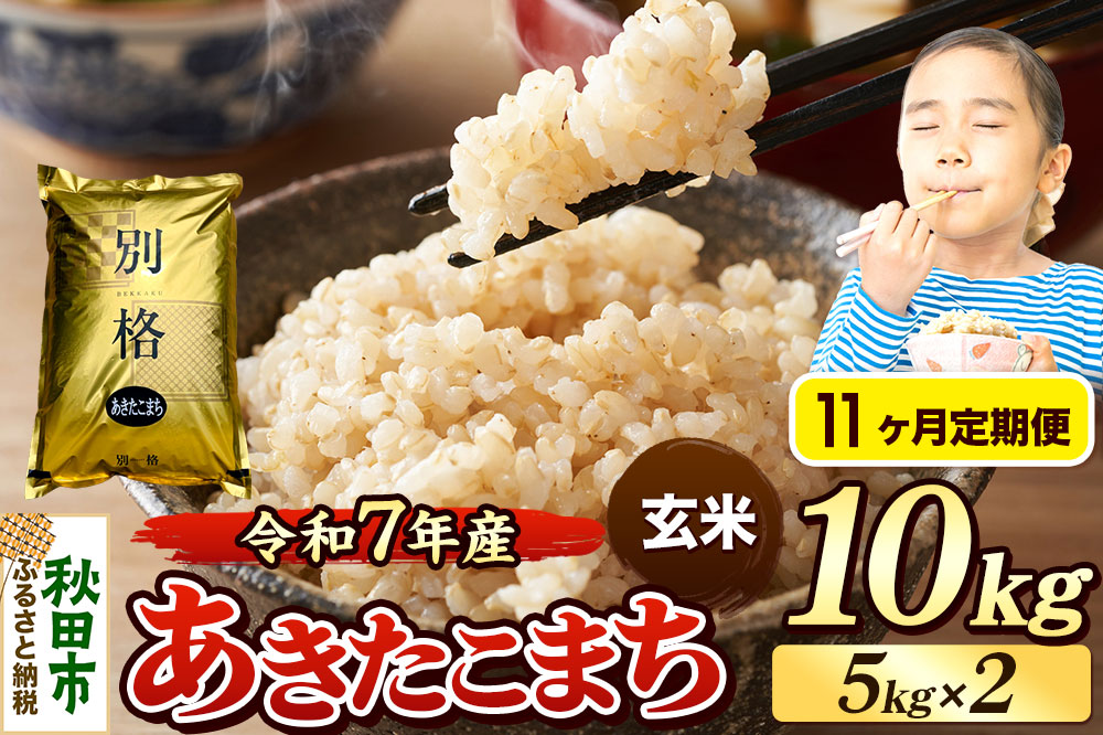 《令和7年産》《定期便11ヶ月》 米 あきたこまち 10kg（5kg×2袋） 【玄米】 秋田県産