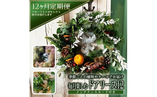 【12回定期便】 リースの定期便「毎月楽しむドアリース12」 SL0231
