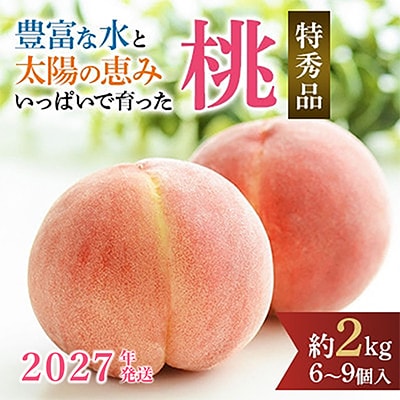 先行受付!　旬の桃　(特秀品)　約2kg　6～9個入【配送不可地域：離島】