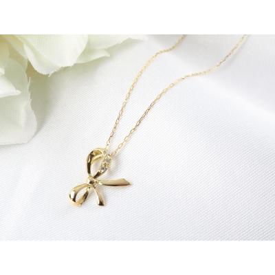 ふるさと納税 甲府市 K18YG 0.02ctリボンネックレスP3246 |  | 01